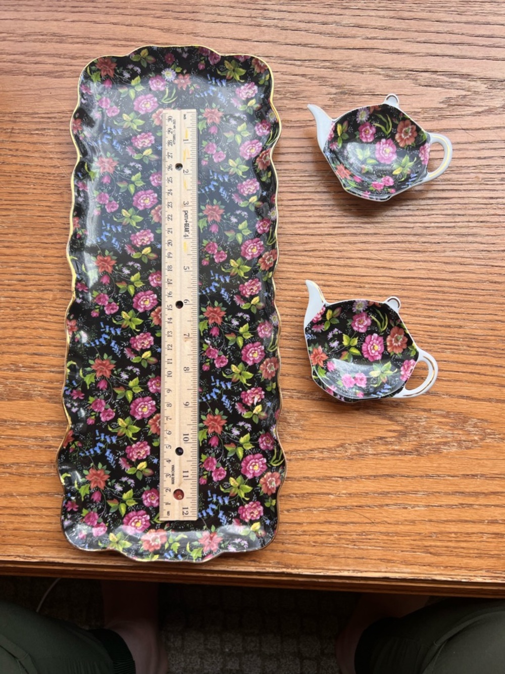 Porcelain serving plate by Baum Bros, "Formalities" line.  Pink, Blue & black